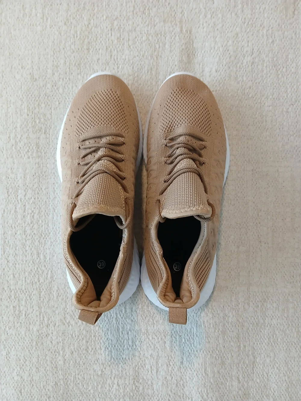 ✨️NEW! •FEETHIT•  Tan Knit Slip-On Gym Sneakers with White Sole